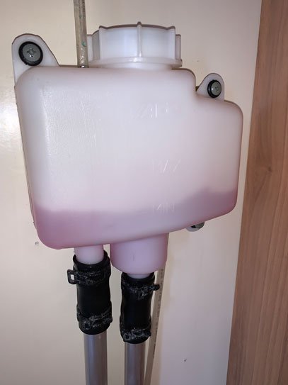 Flushing the pink Alde fluid in a Lincolnshire motorhome